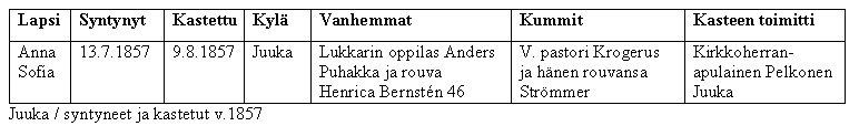 Kirkonkirjasta poimittua tekstiä taulukossa.
